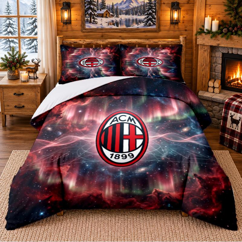 Printed 3Pcs Bedding Set AC Milan Pattern Bed Sheet Pillowcase For Bedroom Decor