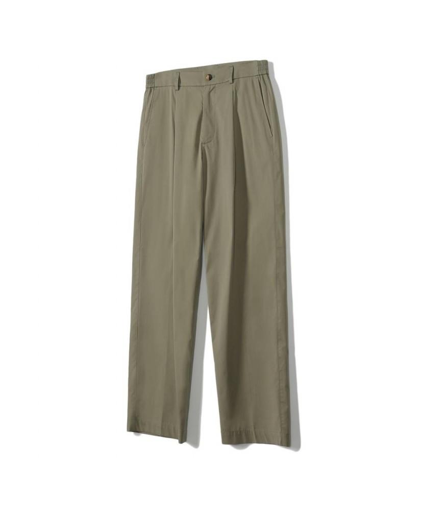 NOTIG One-Pleat Loose Fit Cotton Blend Pants Green_Okg3Ptlp103E1