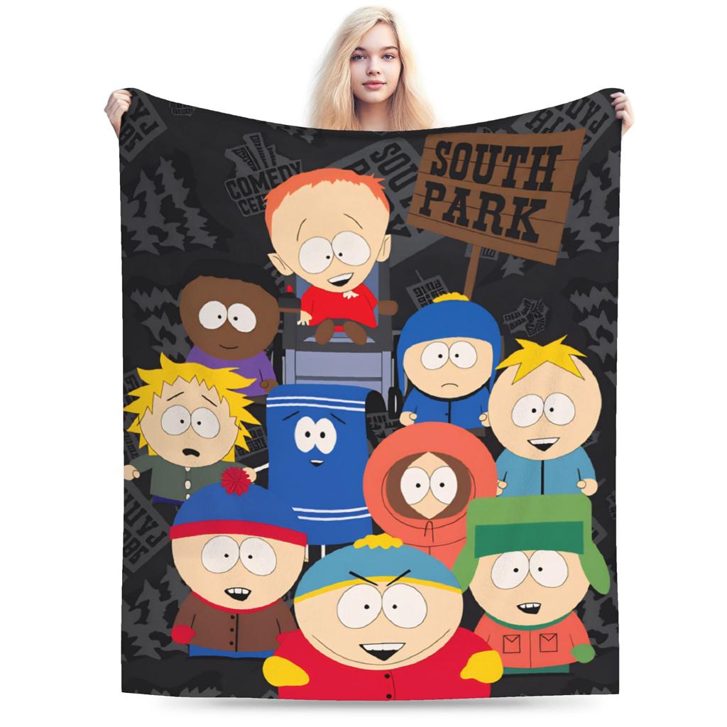 Soft Warm Blanket Southes Cartoon Parks Boy Girl Plush Throw Blanket Street Trend Couch Bed Flannel Bedspread Sofa Bed Cover