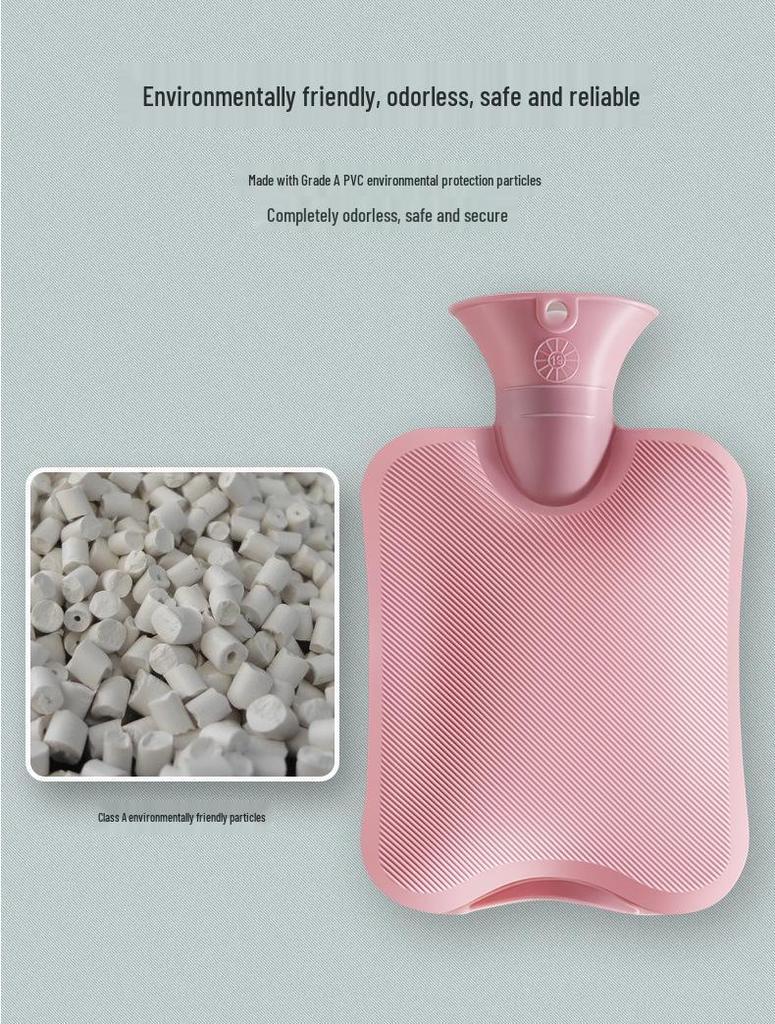 Transparent PVC Hot Water Bottle, Portable Stomach Warmer, Large Size, Plush Fabric, Cute Design, Ideal for Students.