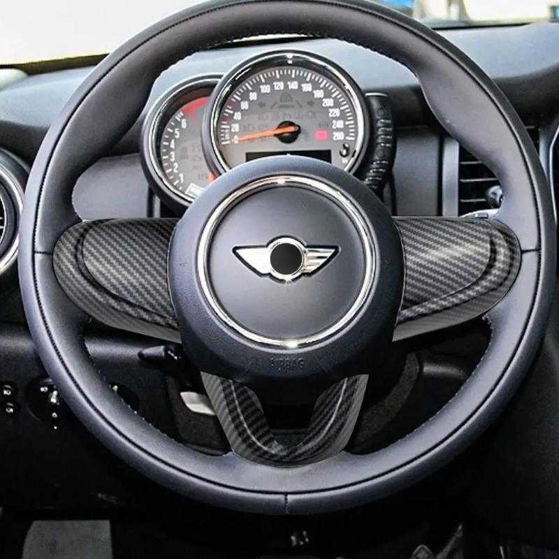 For BMW MINI Cooper F54 F55 F56 F57 F60 ABS Carbon Texture Car Steering Wheel Panel Frame Stickers Cover Trim Accessories