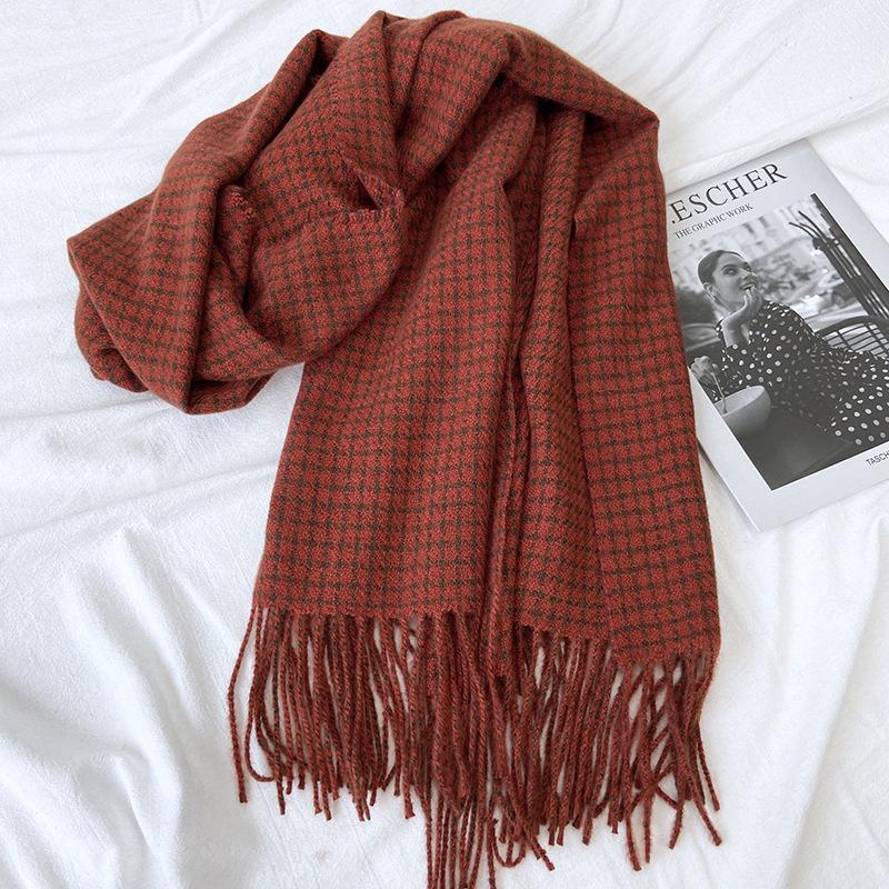 Scarf Women's Autumn and Winter New Imitation Cashmere Plaid Fringed Shawl Couple Thickened Scarf Warm Windproof Neck Scarf Casual Outdoor