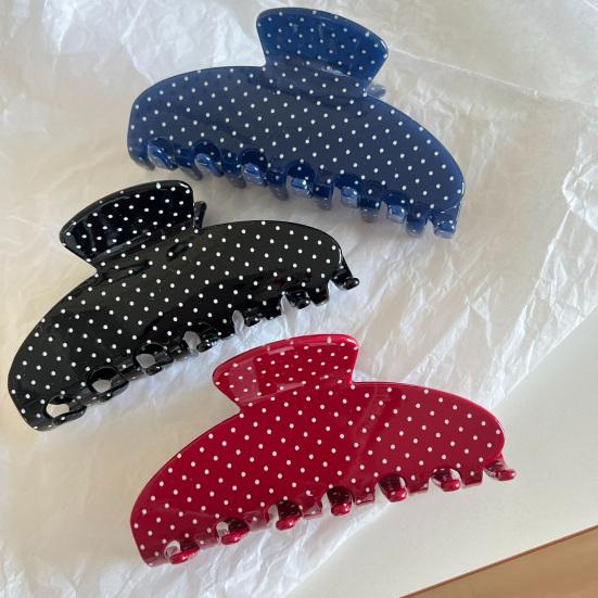 French Retro Polka Dot Hair Claw Clip Large Size Hair Clasp for Thick And Medium Hair Fashion Hair Accessory