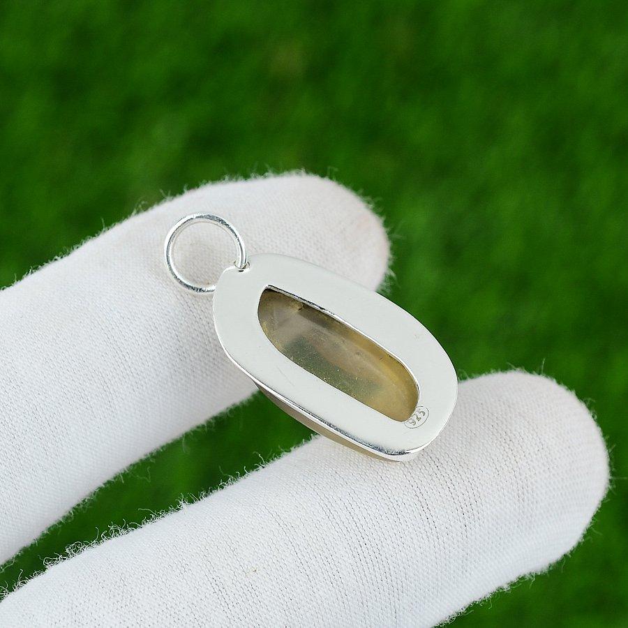 Natural Multi Fluorite Gemstone Jewelry 925 Sterling Silver Pendant For Women