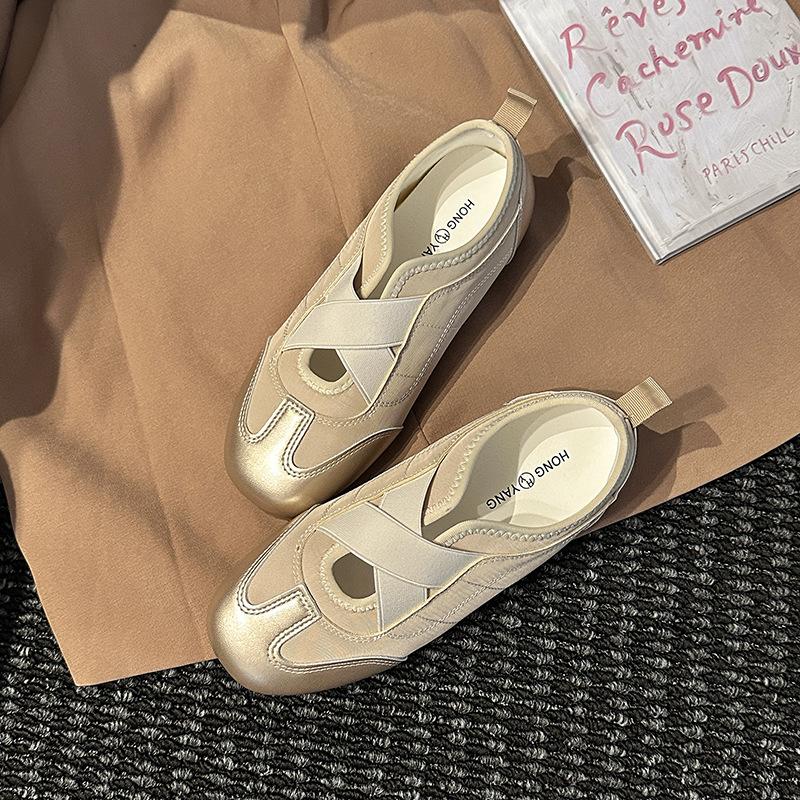 Stylish Retro Design Cross-band Elastic Mary Jane Shoes Summer and Autumn Ballet Style Women's Wedge Heel Single Shoes Tide