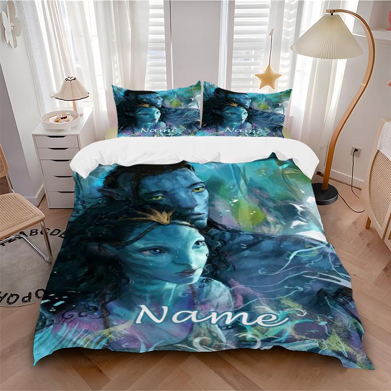 Custom Name Avatar World Bedding 3 Piece Set HD Print Duvet Cover Pillowcases for Teens Adult Bedroom Decoration