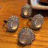 Jade White Ice Color Glossy Natural White Chalcedony Ring Agate Ring Real Shot