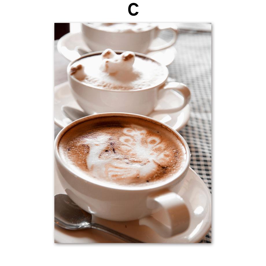 Coffee Bean Cup Chocolate Cake Dessert Shop Wall Art Canvas Painting Posters And Prints Hotel Cafe Picture Restaurant Room Decor
