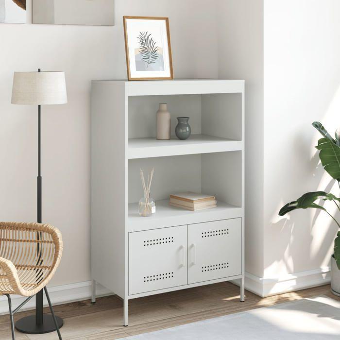 VidaXL Highboard White 68x39x113 Cm Steel, Buffet, Cupboard, Sideboard, Cabinet, Storage Cabinet, Cabinet 842975