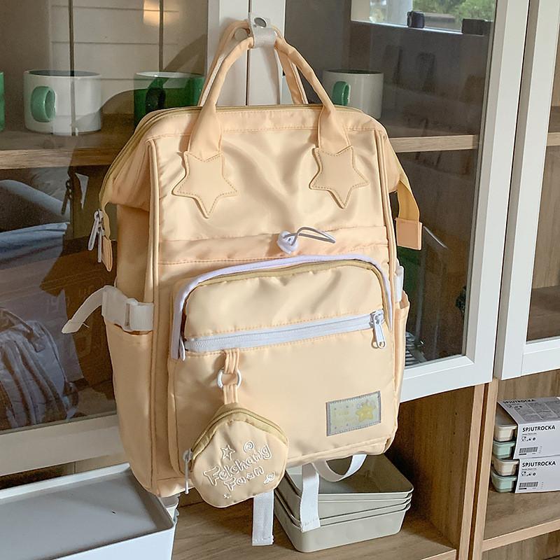 Star Splicing Cute Design Student Backpack With Coin Purse For Daily Use