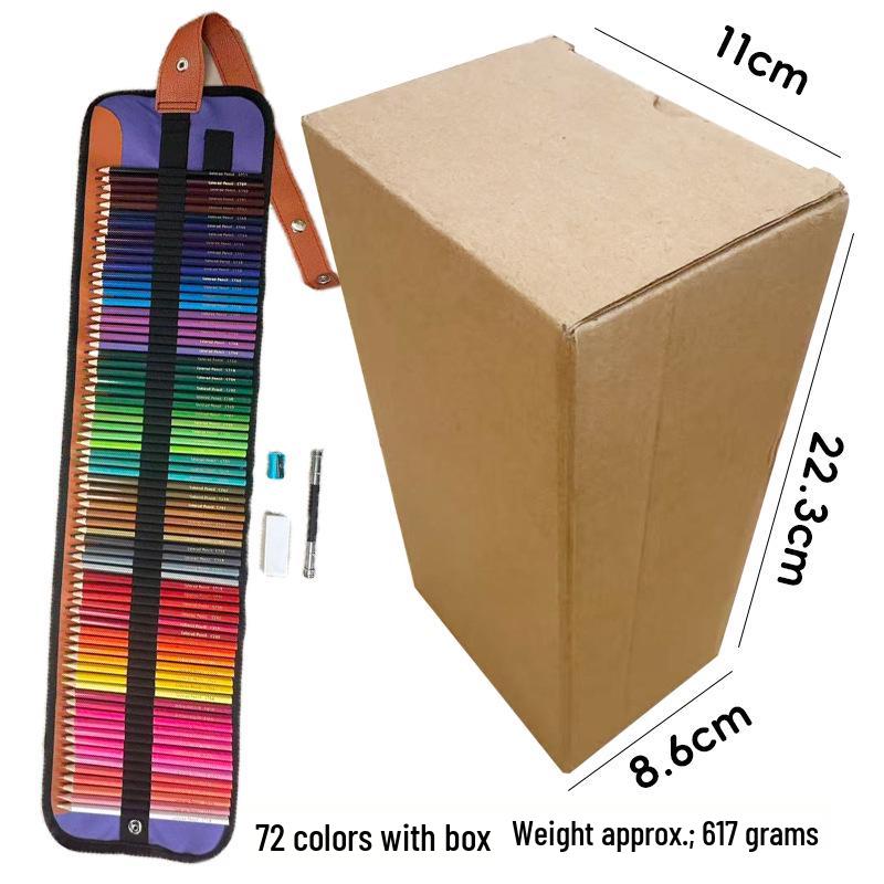 50 Colored Wooden Pencils In Roll-Up Case for Students and Artists