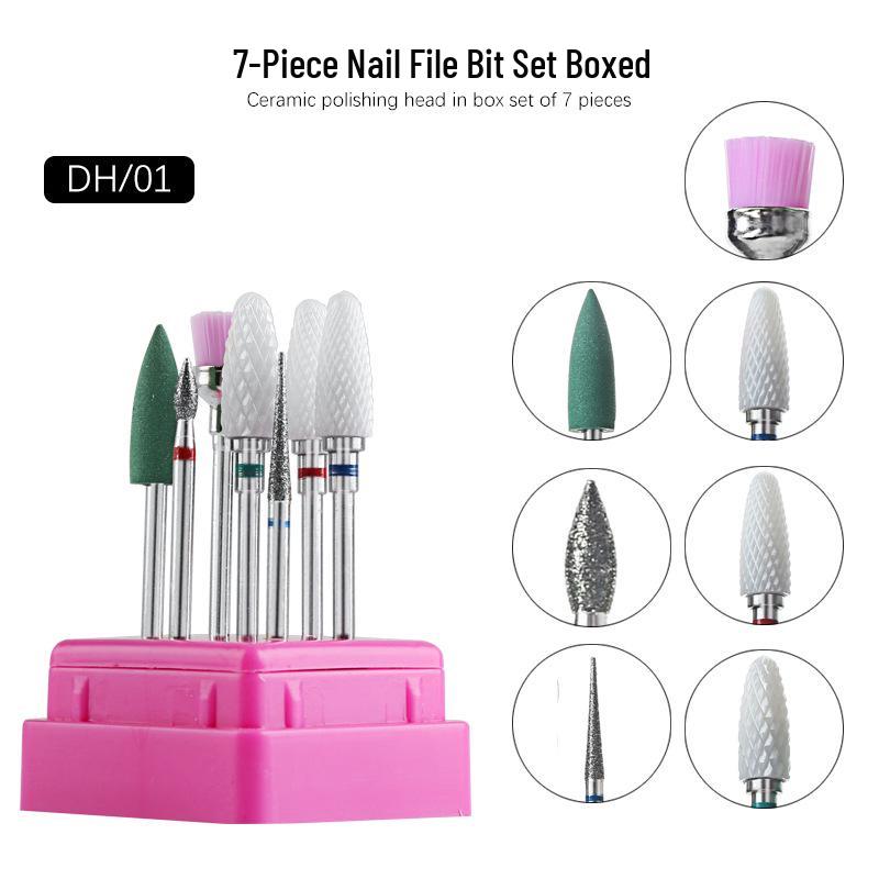 7-teiliges Keramik-Nagelbohrer-Set: Elektrische Feile Ersatz für Maniküre, Schleifen, Nagel- & Nagelhautentfernung