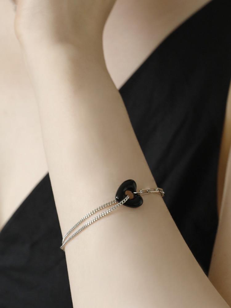 Sosoo Heart Chain Layered Bracelet