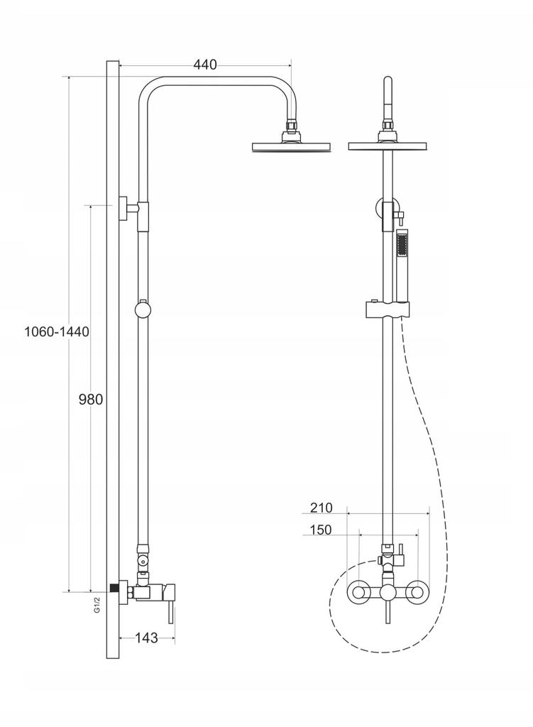 Besco surface-mounted RETRO gold shower set