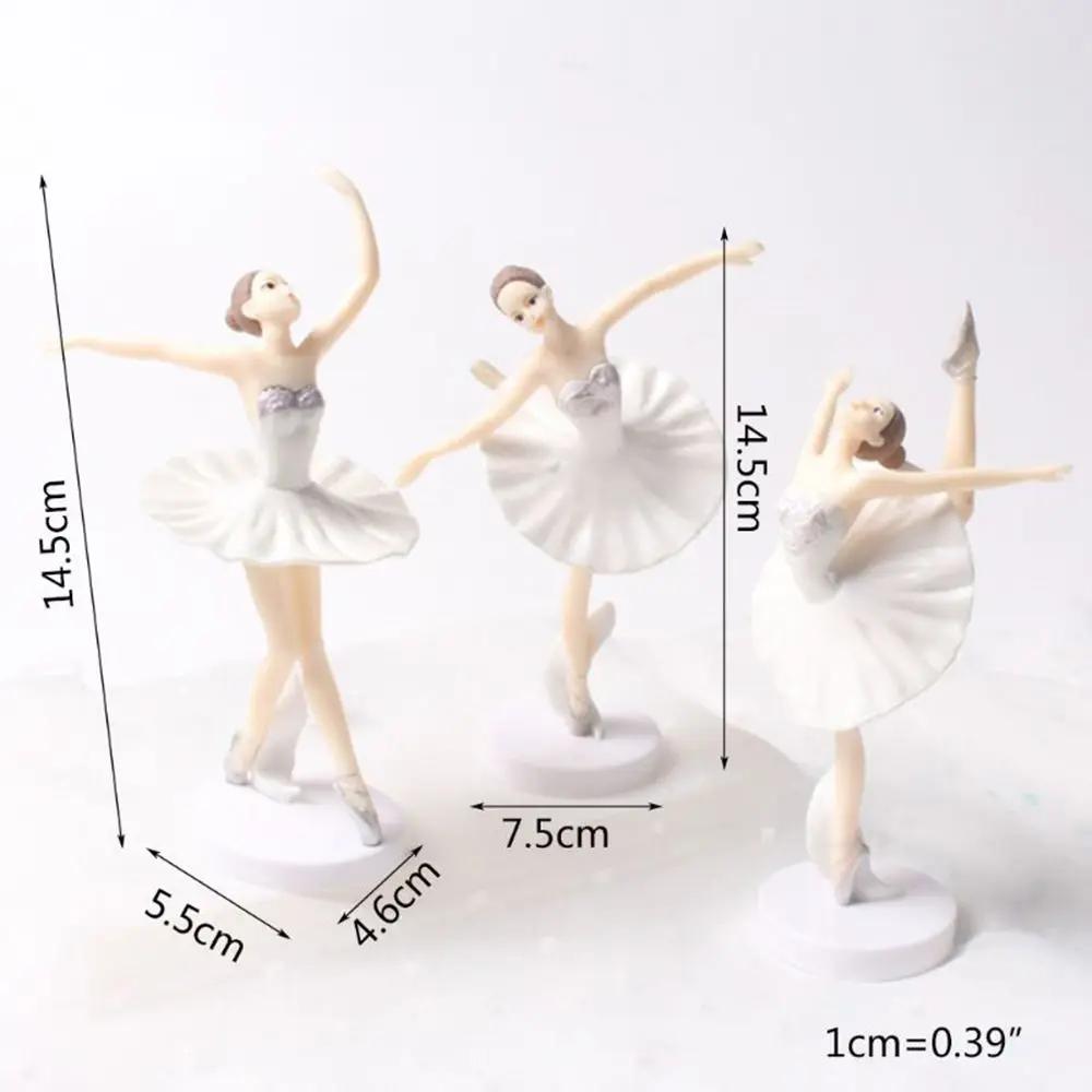 3Pcs  Shower Cake Decor Wedding Ballet Girls Cake Topper Cupcake Topper Girl