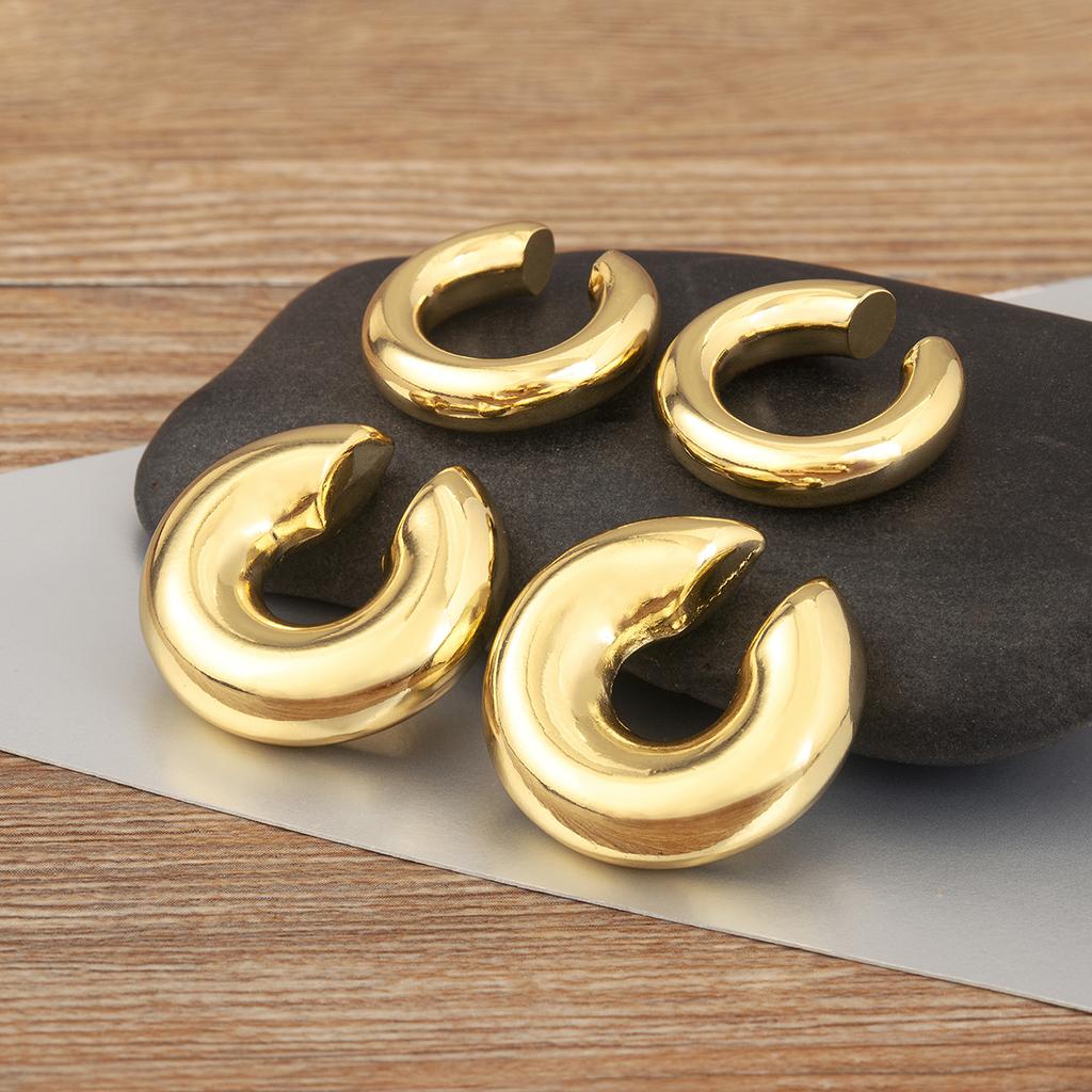 Nidin Fashion S/L Size C Shape Copper No Piercings Clip Earrings For Women Simple Style 2 Colors Choice Ear Cuff Jewelry Gifts