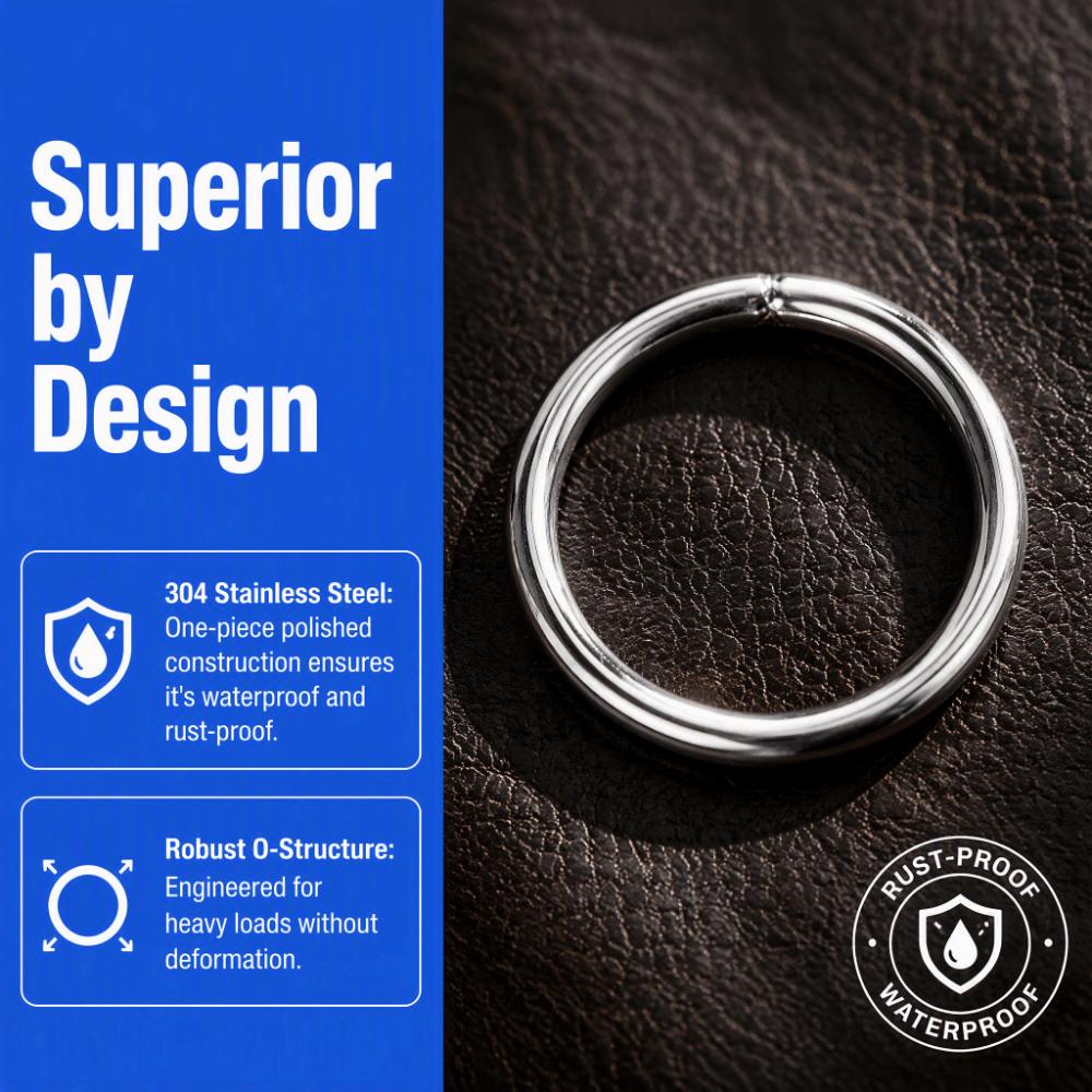 10pcs Multifunctional Welded Round Rings Solid Seamless Multi-Purpose O Rings For Dog Collars