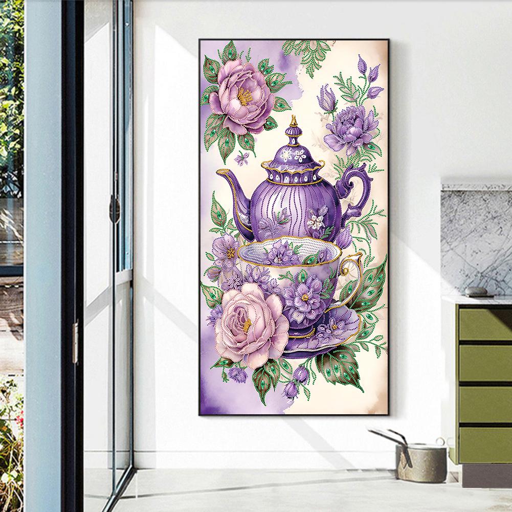 5D DIY Partial Special Shaped Drill Diamond Painting Flower Decoration for Living Room Bedroom Classroom Entrance 40x70cm