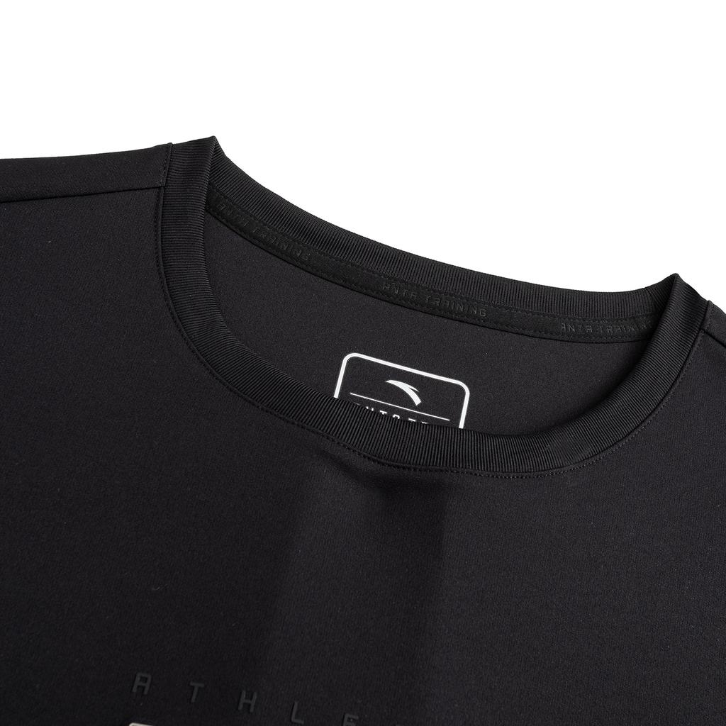 Anta Training Series Mens Sports Short Sleeve Knitted Shirt Summer 2026 T-Shirt Men tops Basic-Black 152627122-5