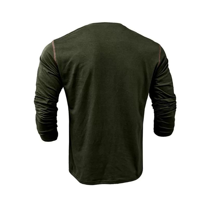 T-Shirt Men Basic Breathable Men's Long Sleeve Tops Tee Shirts Spring Autumn Casual Solid Color Button T Shirts
