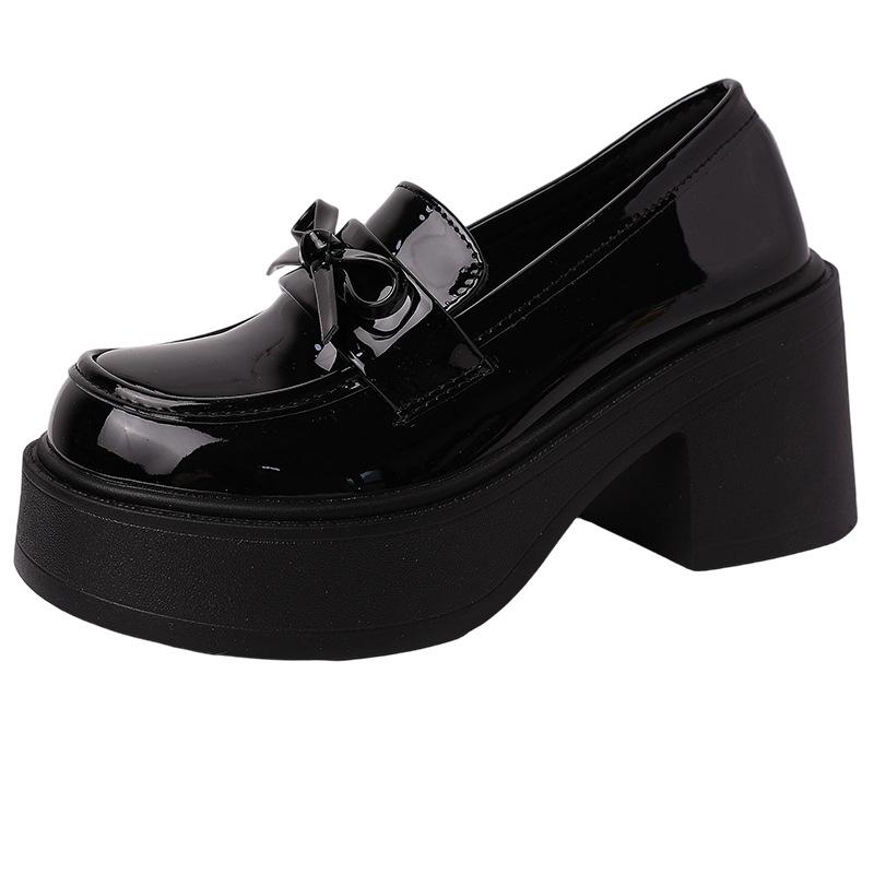 Fashion casual versatile platform Mary Jane shoes autumn and winter British style women's small leather shoes thick heel high heel loafers