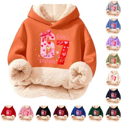Çocuklar İçin Modaya Uygun Baskılı Günlük Polar Kapüşonlu Bol Kesim Cepli Olmayan Hoodie