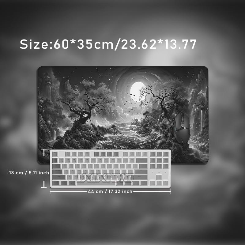 Mouse Pad Black White Moonlit Gamer Printon Demand Large Computer Mousepad XXL Mechanical Keyboard Pad Soft Carpet Non-Slip
