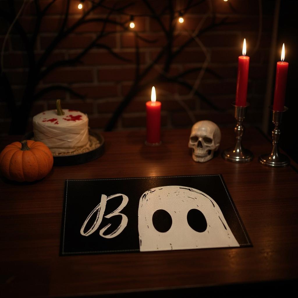 4pcs Halloween  Placemats Square Placemats Potholder Decoration