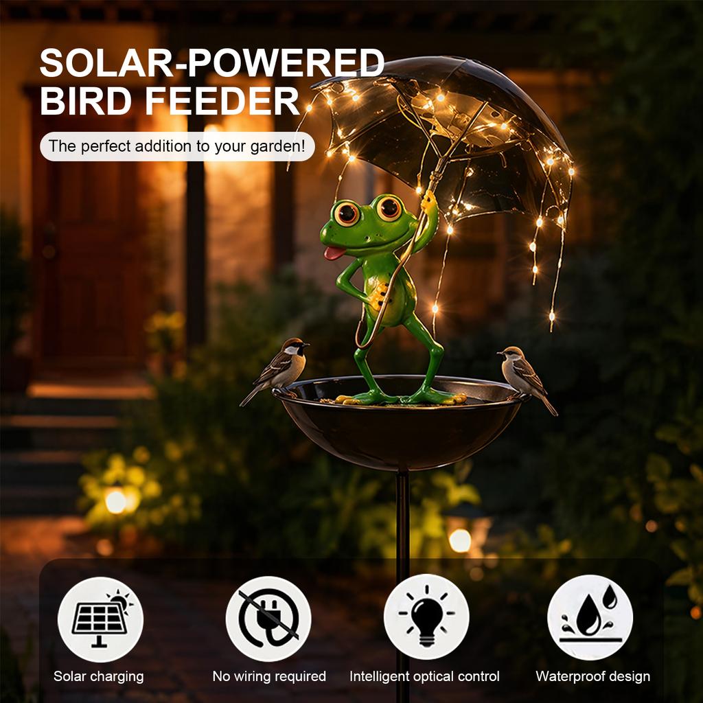 Outdoor Solar Frog Garden Decoration with Umbrella Frog Statue Solar Powered Lawn Lamp LED for Yard Path Lawn Garden Decor