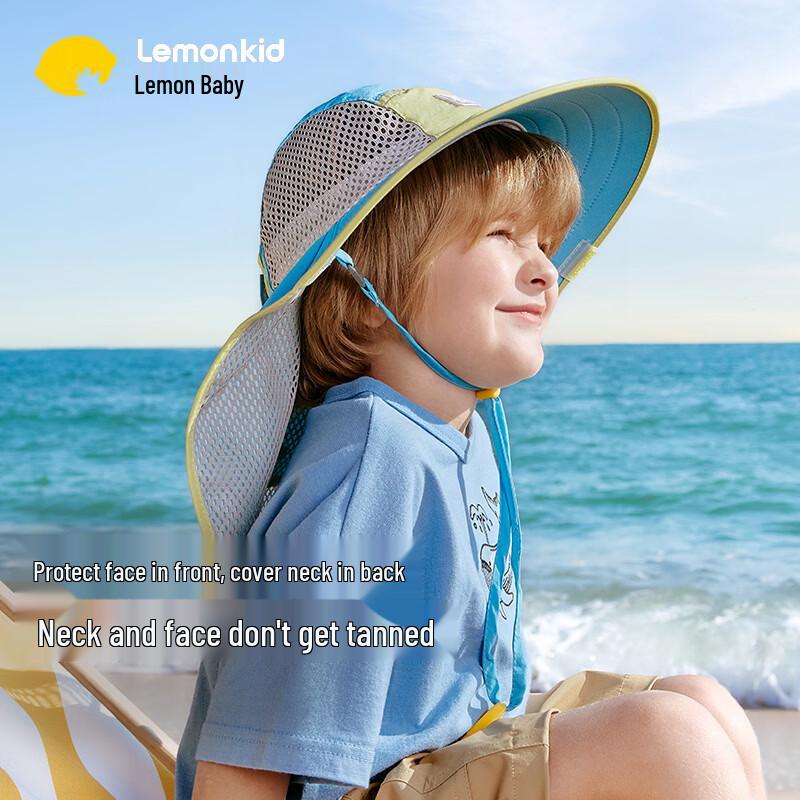 Lemonkid Kids UV Protection Fisherman Sun Hat with Neck Flap M (50-54cm, 3-8 Years)