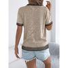 2026 Spring/Summer Casual Color-Block Striped Pocket Short-Sleeve Women's Versatile Knit Sweater