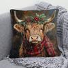 Highland Cow Christmas Double Sided Pillow Cover Zippered Pillowcase Sofa Living Room Rustic Farmhouse Decor