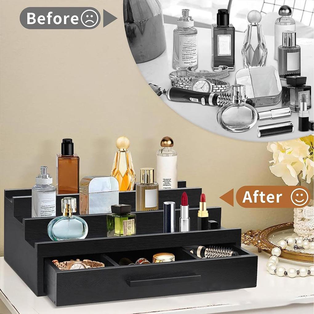Wooden Perfume Stand Organiser With Drawers For Watches Perfume Holder Organizer Perfume Organizer