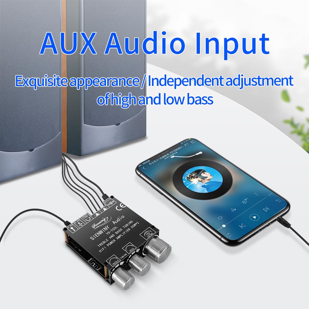 YS-T50L Bluetooth-kompatibler 5.1 Stereo Drahtloser Verstärker 50W*2 Digitaler Leistungsverstärker APP-Steuerung 3,5mm AUX Passive Lautsprecher