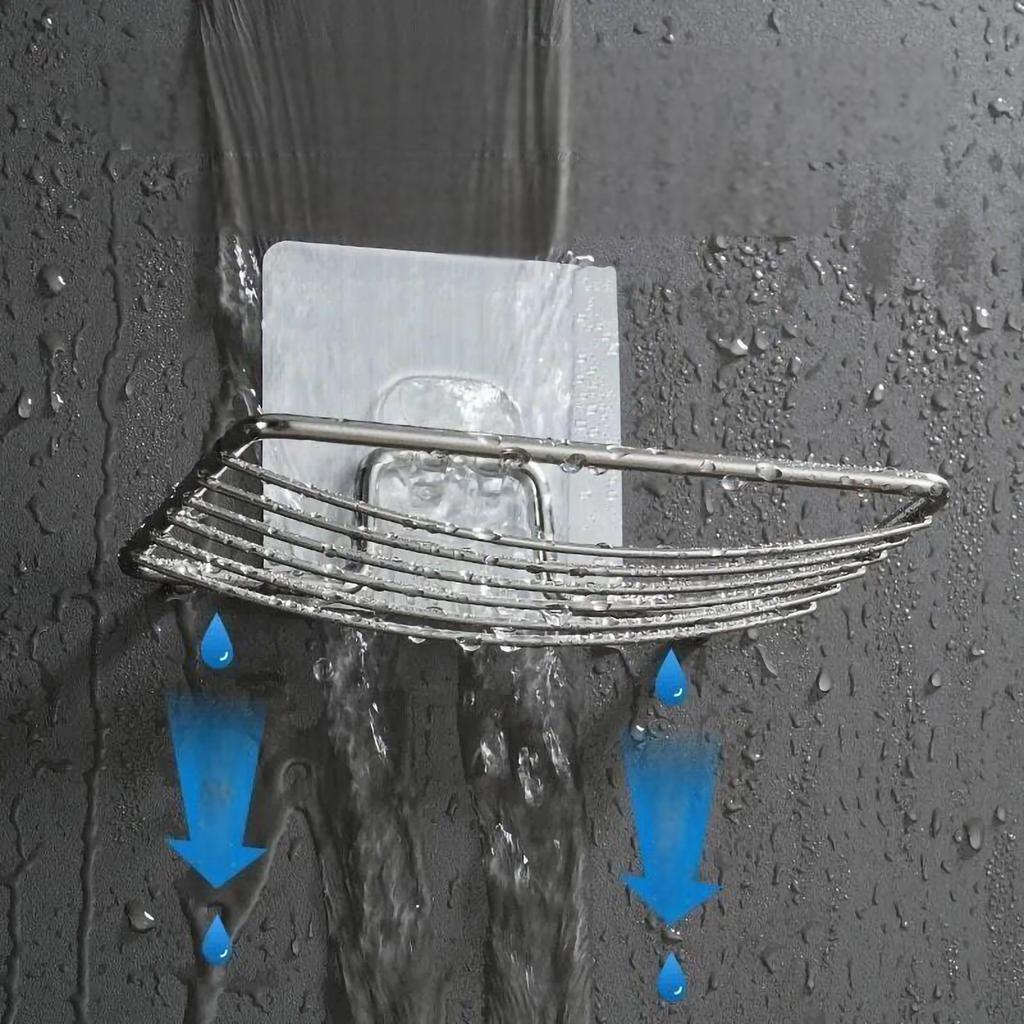 1/3pcs Stainless Steel Soap Rack Soap Box Light Luxury Shelf Punch-free Nail-free Bathroom Single Layer Drain Wall Hanging