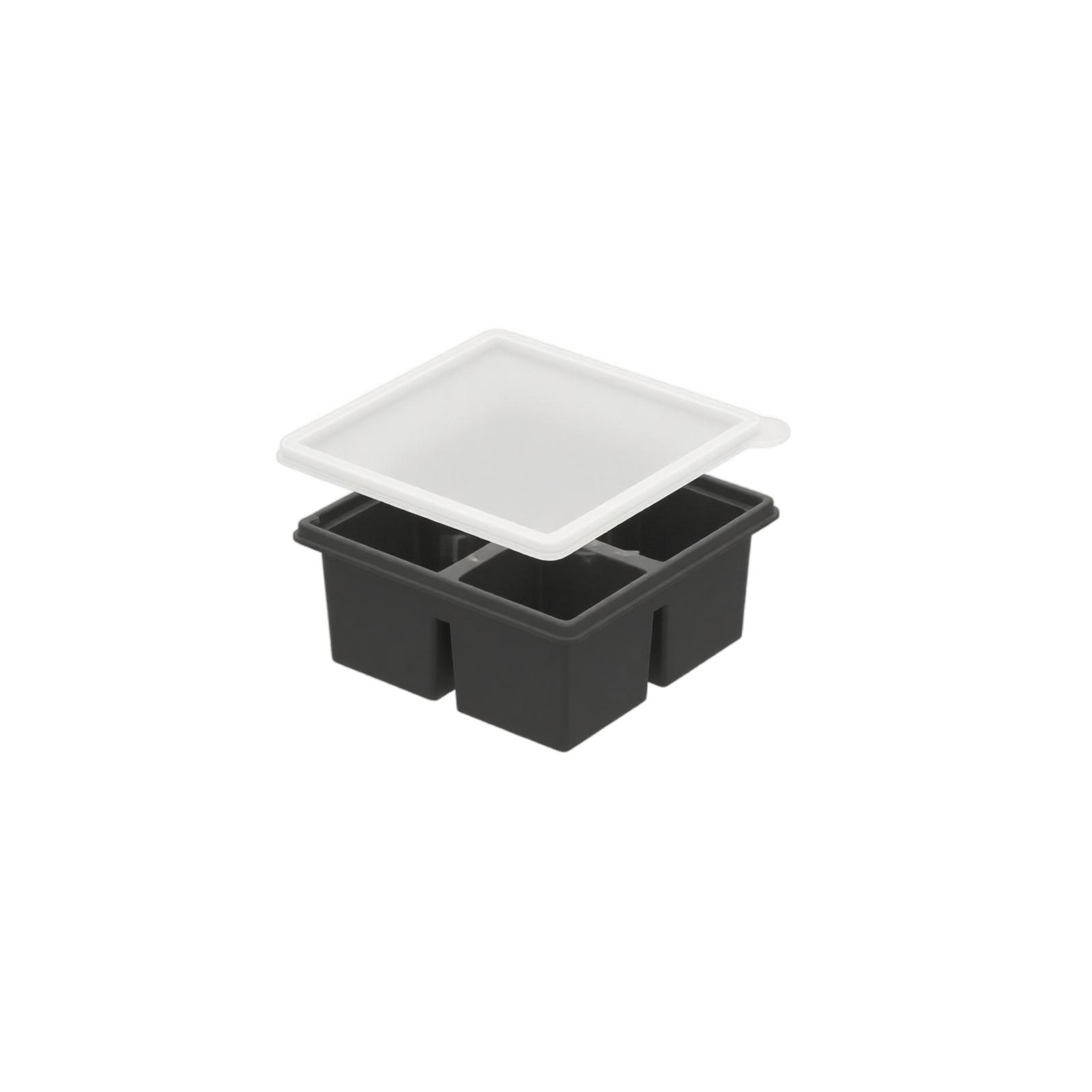 

Silicone Ice Cube Tray with Lid Square 4 Compartment Flexible Ice Mold for Kitchen Use BPA Free Durable Material One Size чёрный