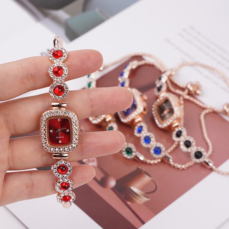 Elegant Small Dial Square Watch Rhinestone Design Women Bracelet Watches Luxury Drawstring Bracelet Female Clock Reloj Mujer
