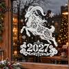 Reusable Static Cling Ornaments 2027 Goat Glass Sticker Removable PVC Window Clings for Russian New Year Decoration Electrostatic Adsorption Decals