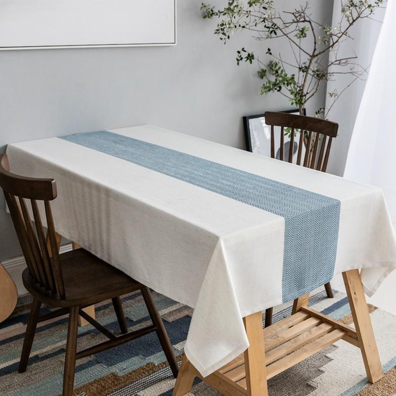 Waterproof Modern Minimalist Linen Blend Table Runner Rectangular Tablecloth Dining Coffee