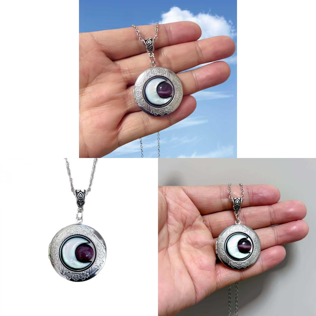 Moonstone Crystal Pendant Necklace With Geometric Alloy Design For Night Sky Themed Parties