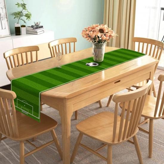 Nepnuser Linen Soccer Table Runner Sport Table Decoration Boy Soccer Birthday Party Supplies for Farmhouse Rustic Vintage Table Cover Home Kitchen