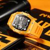 Automatic Skeleton Watch Mens Waterproof Luminous Tonneau Mechanical Wrist Watch Silicone Band
