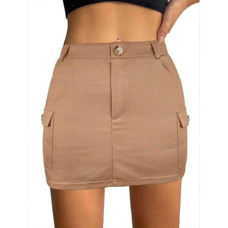 European and American knitted tooling style skirt spring and summer women, street tide big pocket hip skirt women spring and autumn high sense S