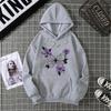 Flower Printing Women Hoody Harajuku Loose Sweatshirt Fleece Warm Comfortable Hoodies Vintage Autumn Crewneck Woman Top