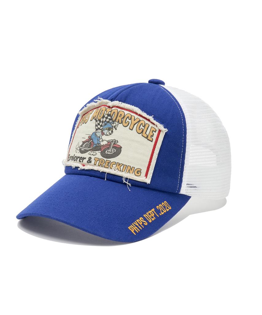 PHYPS MOTORCYCLE Riding Bear Mesh Ball Cap Blue