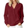 Women's Casual V Neck Pullover Sweatshirt Long Sleeve Buttoned Top with Front Pocket Lightweight Comfortable Fit