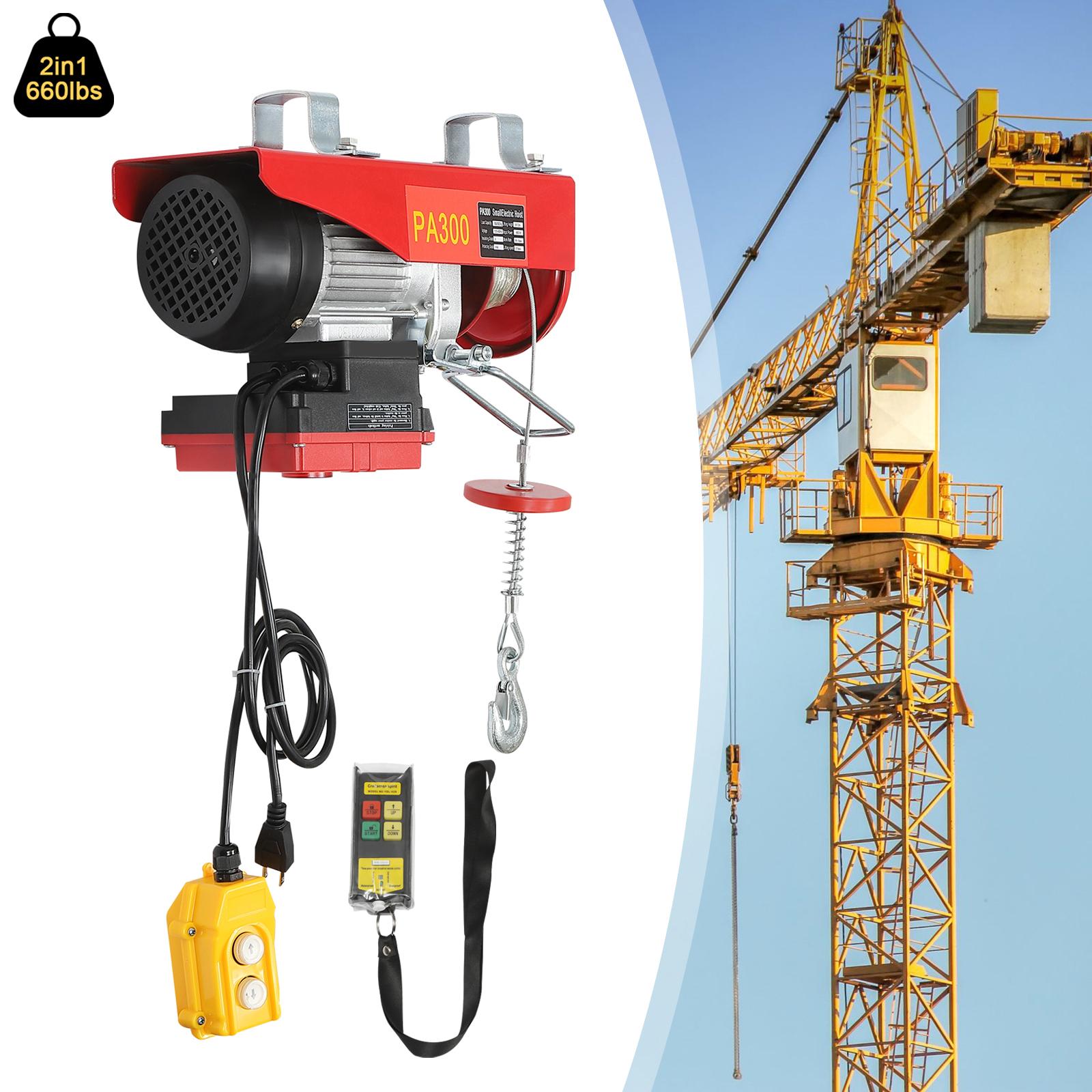 Paranco Elettrico 660LBS Con Telecomando Wireless & Brache Singole/Doppie Verricello Elettrico, Sollevatore Elettrico in Acciaio, Paranco Elettrico ro