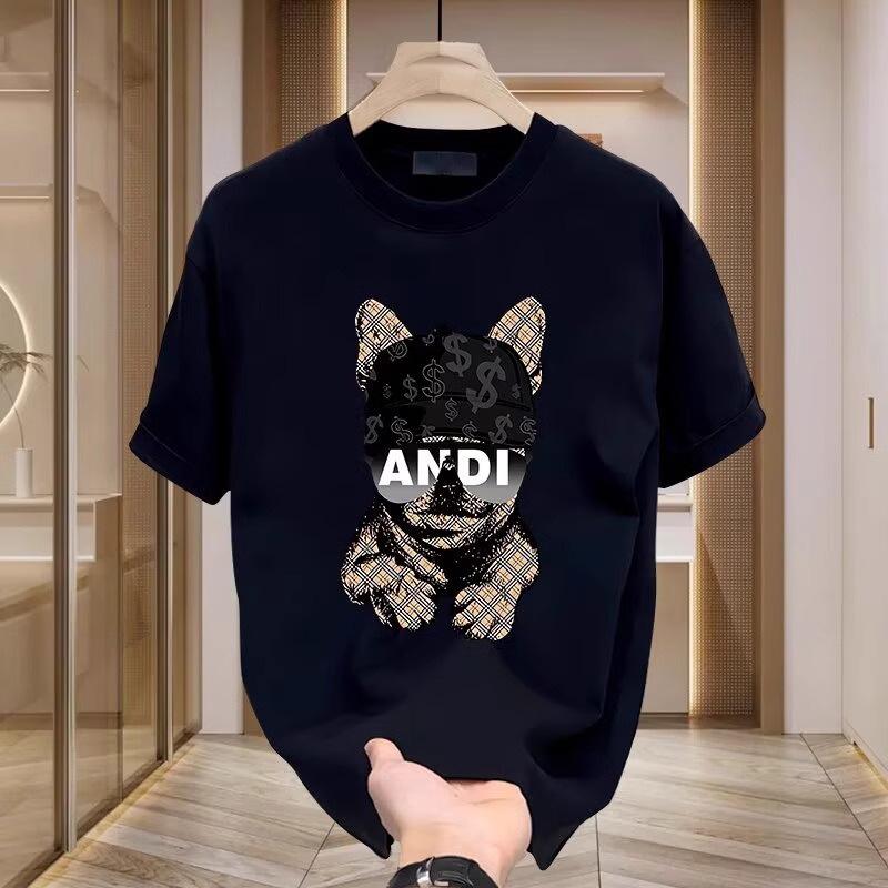 

Summer Round Neck Dog Graphic Printed Top Fashionable Casual Pure Cotton Short Sleeved Men s T-shirts S