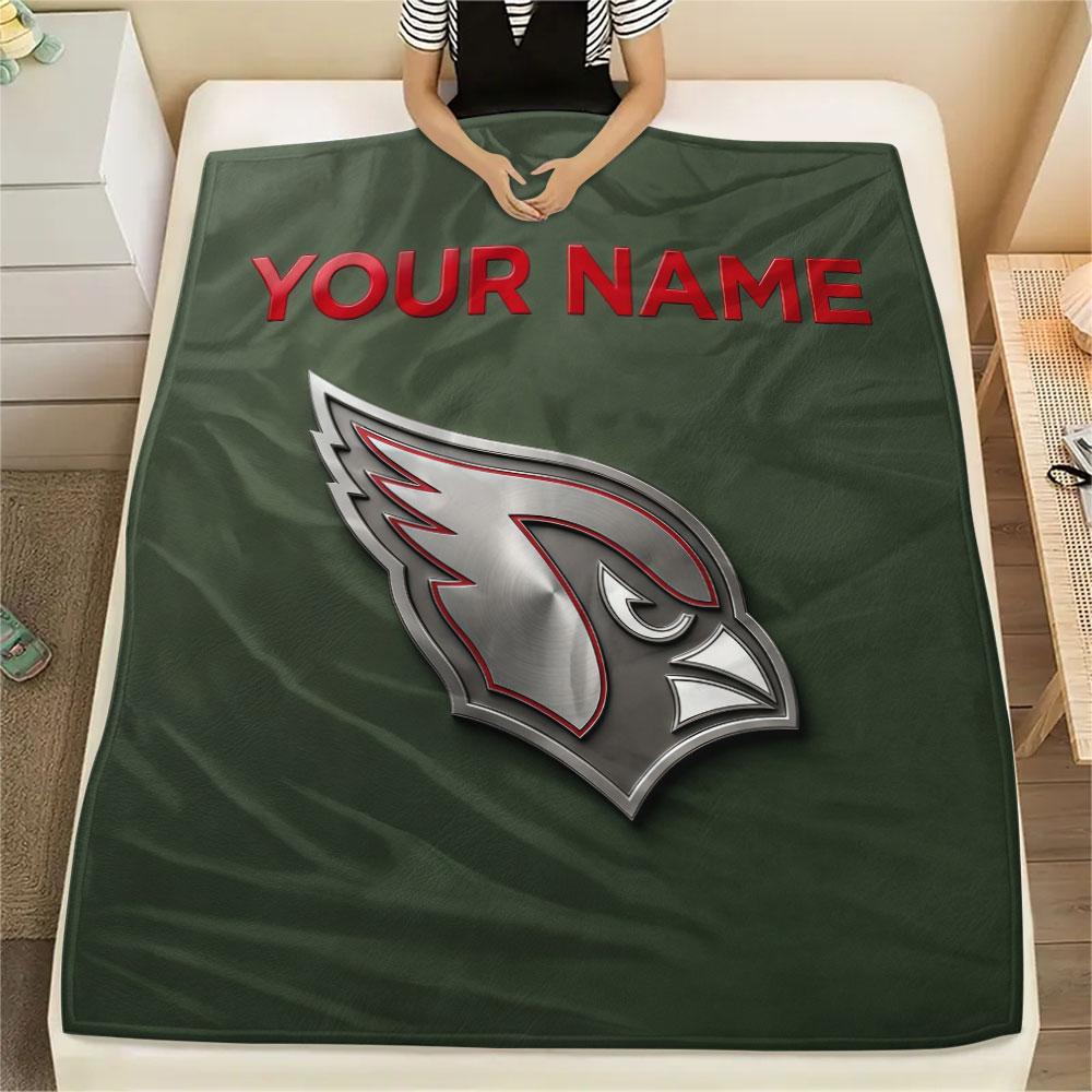 Custom Name,Arizona Cardinals Printed Flannel Blanket, Soft Throw for Bedroom Sofa, Washable, Christmas Present, Great Gift.