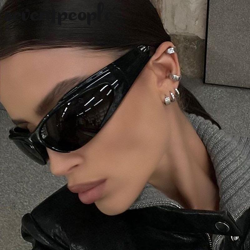 New Fashion Wrap Around Rectangle Sunglasses Women  Luxury Brand Designer Sports Sun Glasses For Men Steampunk Y2K Sunglass